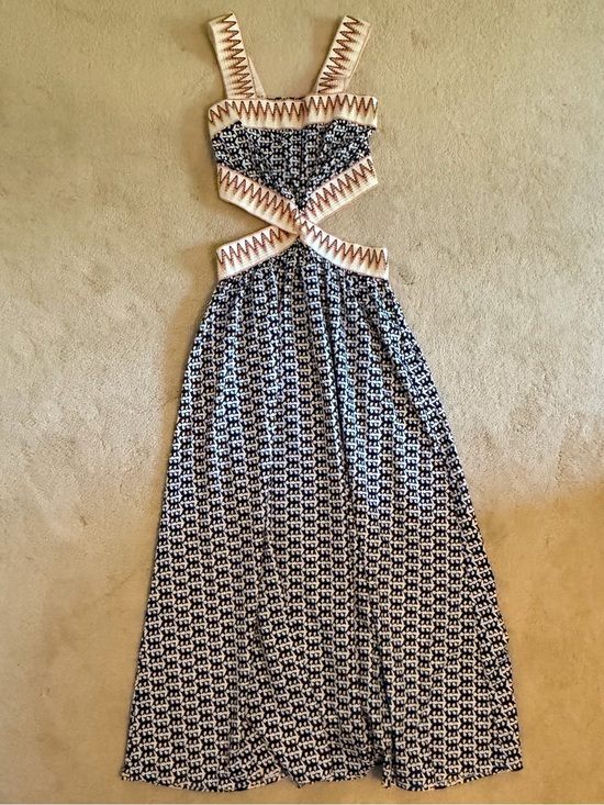 SHEIN Dresses & Skirts - {SHEIN} Geometric Cutout Maxi Dress with Cream Trim